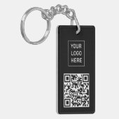 Gepersonaliseerde QR-code Visitekaartje Uw Logo Zw Sleutelhanger (Voorkant Links)