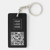 Gepersonaliseerde QR-code Visitekaartje Uw Logo Zw Sleutelhanger (achterkant)