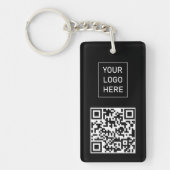 Gepersonaliseerde QR-code Visitekaartje Uw Logo Zw Sleutelhanger (Voorkant)