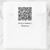 Gepersonaliseerde QR-code Wedding Photo Share Webs Vierkante Sticker (Tas)