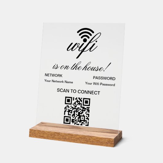 Gepersonaliseerde QR-code Wifi Internet Scan om te Acryl Bord (Hoek)