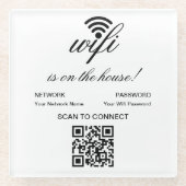 Gepersonaliseerde QR-code WiFi Internet Scan om ve Glazen Onderzetter (Voorkant)