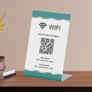 Gepersonaliseerde QR-code Wifi-netwerk en wachtwoo Reclamebord Met Voetstuk