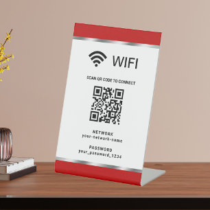 Gepersonaliseerde QR-code Wifi-netwerk en wachtwoo Reclamebord Met Voetstuk
