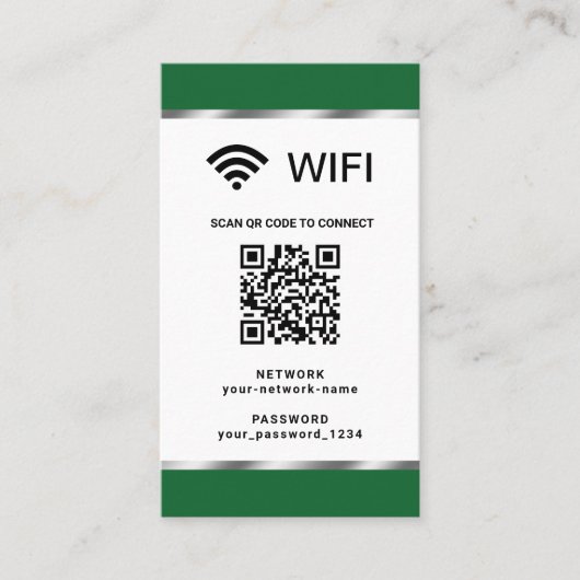 Gepersonaliseerde QR-code Wifi-netwerk en wachtwoo Visitekaartje (Voorkant)