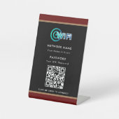 Gepersonaliseerde QR-code WiFi-netwerkwachtwoord z Reclamebord Met Voetstuk (Voorkant)