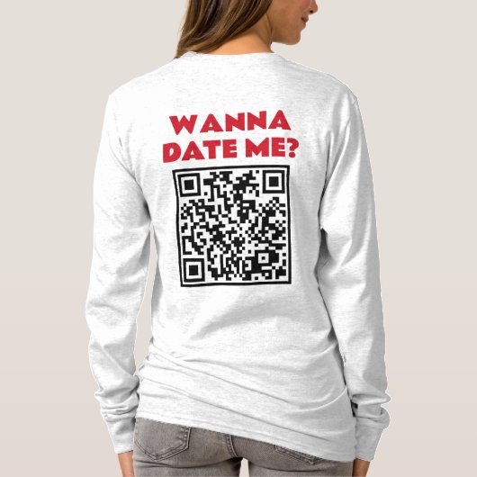 Gepersonaliseerde QR-code – Wil je met me daten/tr T-shirt (Achterkant)
