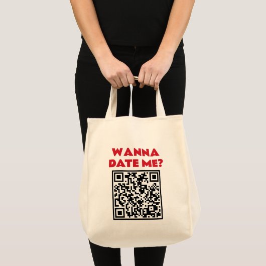 Gepersonaliseerde QR-code – Wil je met me daten/tr Tote Bag (Voorkant (product))