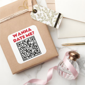 Gepersonaliseerde QR-code – Wil je met me daten/tr Vierkante Sticker