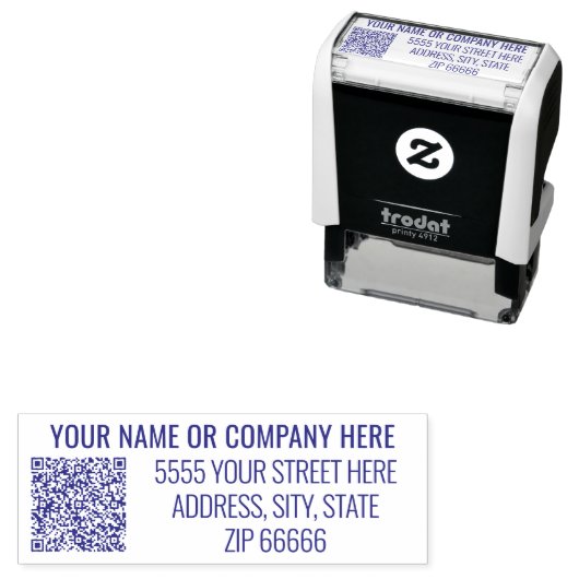 Gepersonaliseerde QR-codenaam Adres Stamp Sjabloon Zelfinktende Stempel (In situ)