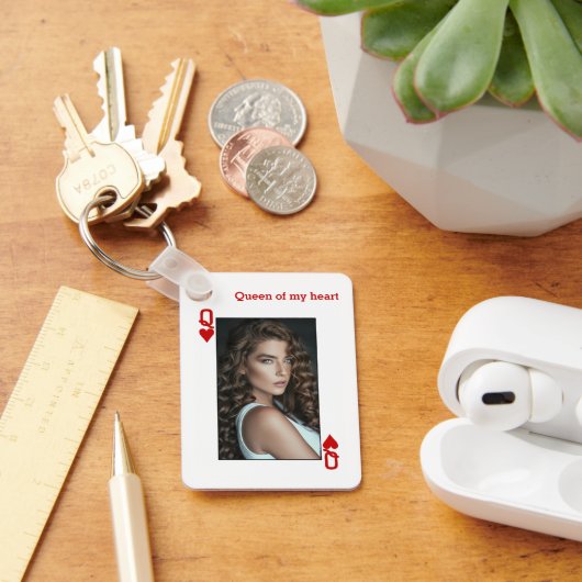 Gepersonaliseerde Queen of Hearts Sleutelhanger (Bureau)