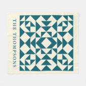Gepersonaliseerde Quilt Block Blauwgroen rustieke  Fleece Deken (Voorkant (Horizontaal))