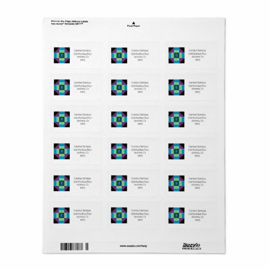 Gepersonaliseerde Quiltblok retour adreslabels Etiket (Full Sheet)