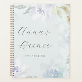 Gepersonaliseerde Quinceanera 15 jaar blauwe bloem Planner