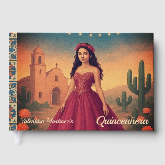 Gepersonaliseerde  Quinceañera rode jurk Gastenboek (Voorkant)
