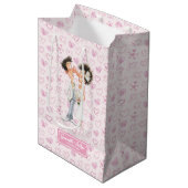 Gepersonaliseerde Quirky Bruid Bruidegom Gift Bag Medium Cadeauzakje (Voorkant Gekanteld)