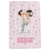 Gepersonaliseerde Quirky Bruid Bruidegom Gift Bag Medium Cadeauzakje (Voorkant)