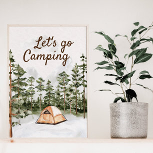 Gepersonaliseerde Quote Aquarel Kamperen in de Nat Poster