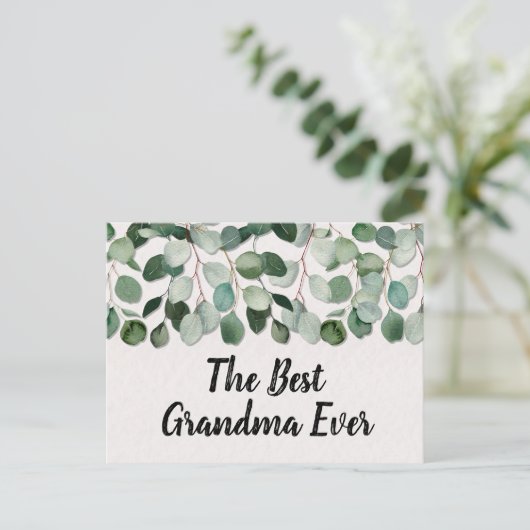 Gepersonaliseerde Quote Groene Eucalyptus bladeren Briefkaart (Staand voorkant)