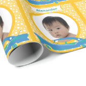 Gepersonaliseerde Race Car Baby Foto Wrapping Papi Cadeaupapier (Rol Hoek)