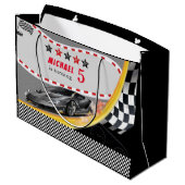 Gepersonaliseerde Racing Car Gift Bags Groot Cadeauzakje (Achterkant Gekanteld)