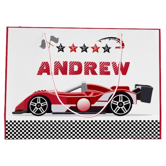 Gepersonaliseerde Racing Car Gift Bags Groot Cadeauzakje (Achterkant)