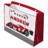 Gepersonaliseerde Racing Car Gift Bags Groot Cadeauzakje (Achterkant Gekanteld)