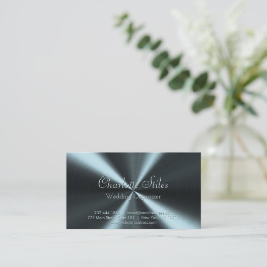 Gepersonaliseerde Radiale Metallic look - Licht Bl Visitekaartje (Staand voorkant)