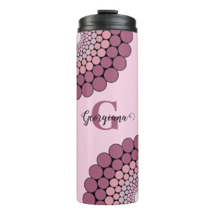 Gepersonaliseerde Radiant Dusky Roos Floral Dot Ma Thermosbeker