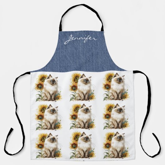 Gepersonaliseerde Ragdoll Cat All-Over Print Schor Schort (Voorkant)