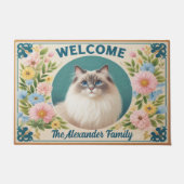 Gepersonaliseerde Ragdoll Cat Serenity Floral Welk Deurmat (Voorkant)