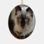 Gepersonaliseerde Ragdoll Kat Foto en Naam Keramisch Ornament (Rechts)
