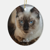 Gepersonaliseerde Ragdoll Kat Foto en Naam Keramisch Ornament (Links)