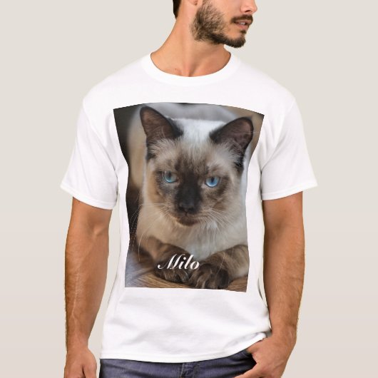 Gepersonaliseerde Ragdoll Kat Foto en Naam T-shirt (Voorkant)