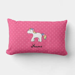 Gepersonaliseerde Rainbow baby unicorn roze poka-p Kussen