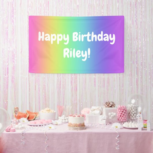 Gepersonaliseerde Rainbow Birthday Banner (Feest)