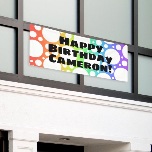 Gepersonaliseerde Rainbow Birthday Banner (Buitenkant Gebouw)