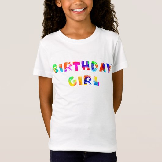 Gepersonaliseerde Rainbow Birthday Meisje T-shirt (Voorkant)