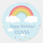 Gepersonaliseerde Rainbow Birthday Party Stickers (Voorkant)
