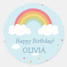 Gepersonaliseerde Rainbow Birthday Party Stickers