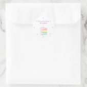 Gepersonaliseerde Rainbow Cake Pastel Verjaardag Ronde Sticker (Tas)