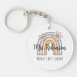Gepersonaliseerde Rainbow & Daisies Keyring | onde Sleutelhanger