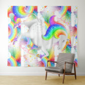 Gepersonaliseerde Rainbow Eenhoorn Prinses Wandkleed (In Situ (horizontaal))
