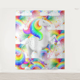 Gepersonaliseerde Rainbow Eenhoorn Prinses Wandkleed