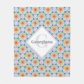 Gepersonaliseerde Rainbow Floral Fountain Art Deco Fleece Deken (Voorkant)