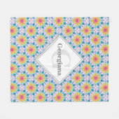 Gepersonaliseerde Rainbow Floral Fountain Art Deco Fleece Deken (Voorkant (Horizontaal))