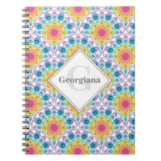 Gepersonaliseerde Rainbow Floral Fountain Art Deco Notitieboek