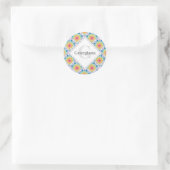 Gepersonaliseerde Rainbow Floral Fountain Art Deco Ronde Sticker (Tas)