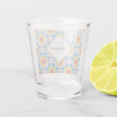 Gepersonaliseerde Rainbow Floral Fountain Art Deco Shot Glas (Achterkant)