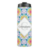 Gepersonaliseerde Rainbow Floral Fountain Art Deco Thermosbeker (Voorkant)